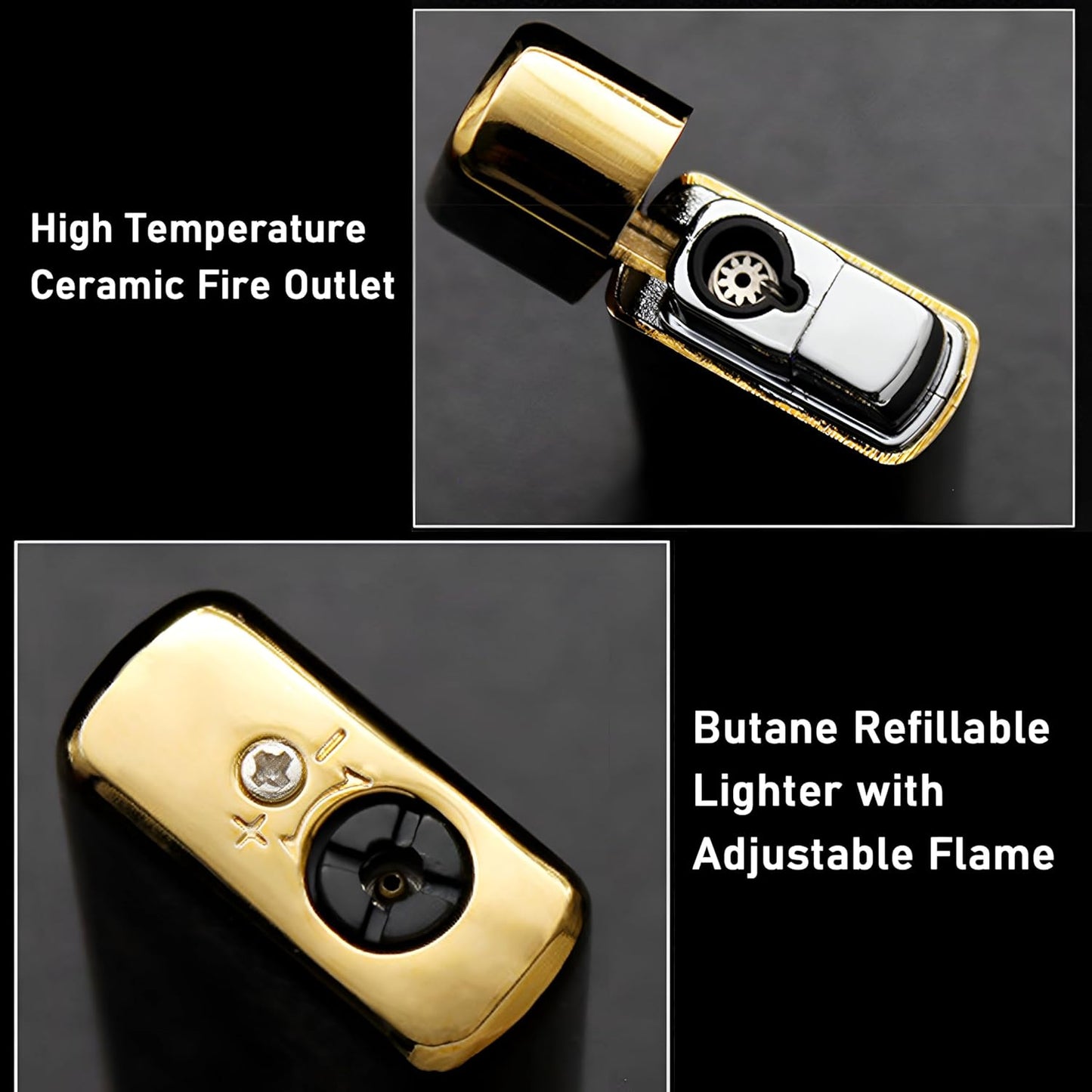 Torch Lighter Butane Refillable, 2 Pack Jet Flame Butane Lighter with Visible Window, Cool Adjustable Jet Flame Dragon Lighter, Great Gifts for Men and Women, Family Use(Without Butane Gas)