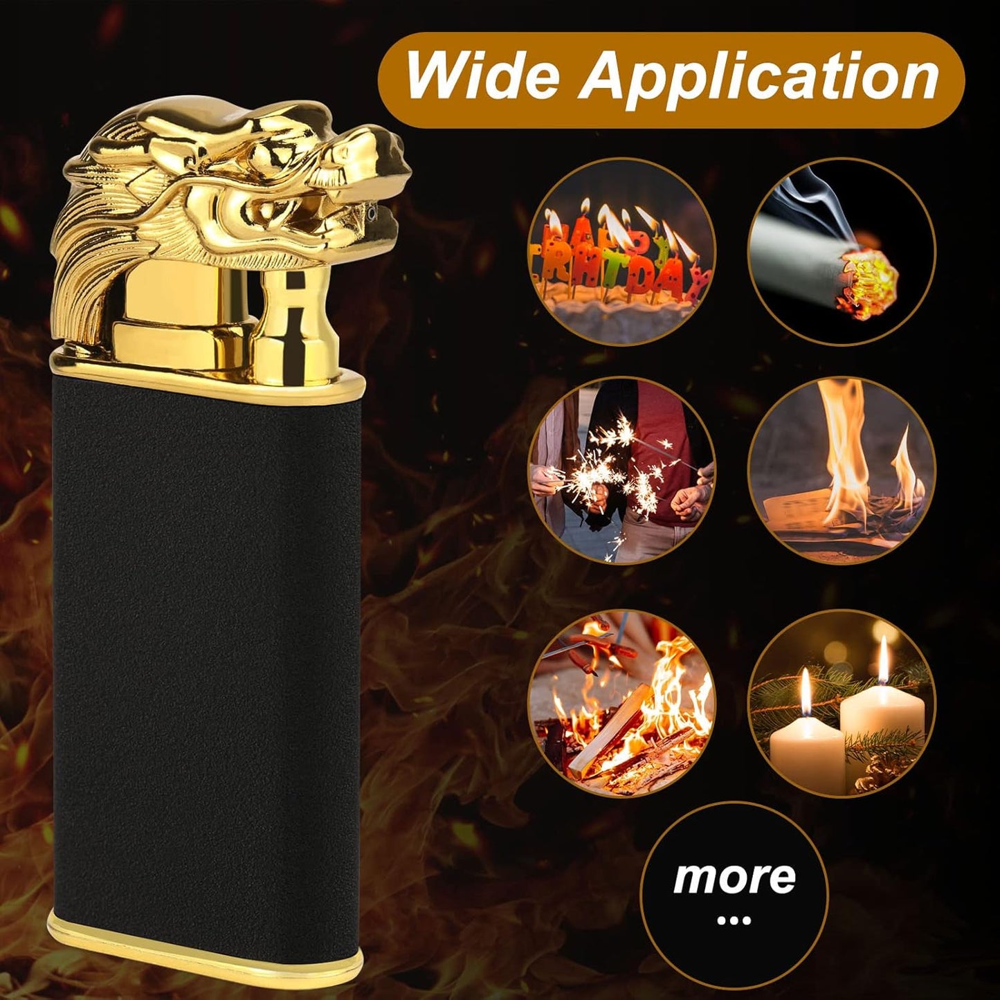 Cool Dual Flame Dragon Lighter,Outdoor Windproof Dragon Torch Lighter,Switchable Soft/Jet Flame Lighter,Double Flame Refillable Butane Lighter,Cool Lighter Creative Gift for Men Without Butane