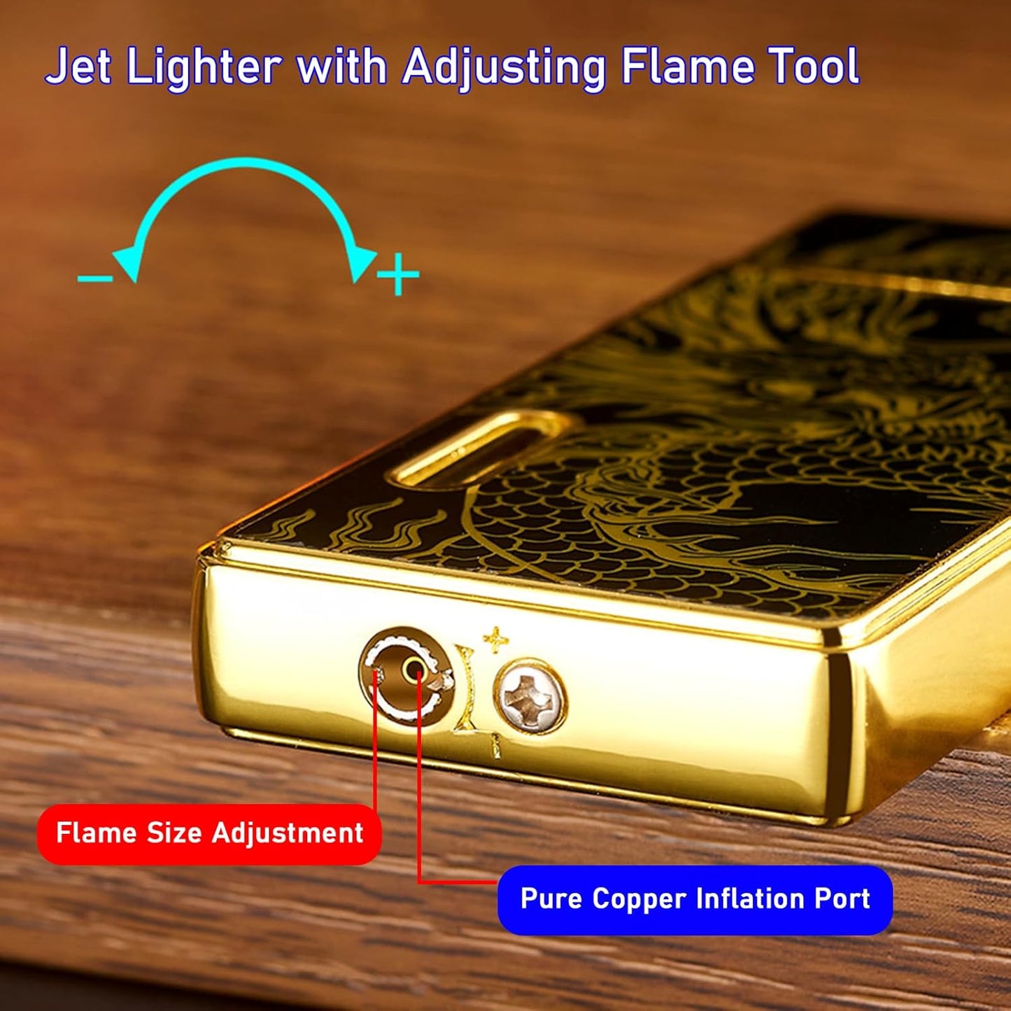 Torch Lighter Butane Refillable, 2 Pack Jet Flame Butane Lighter with Visible Window, Cool Adjustable Jet Flame Dragon Lighter, Great Gifts for Men and Women, Family Use(Without Butane Gas)