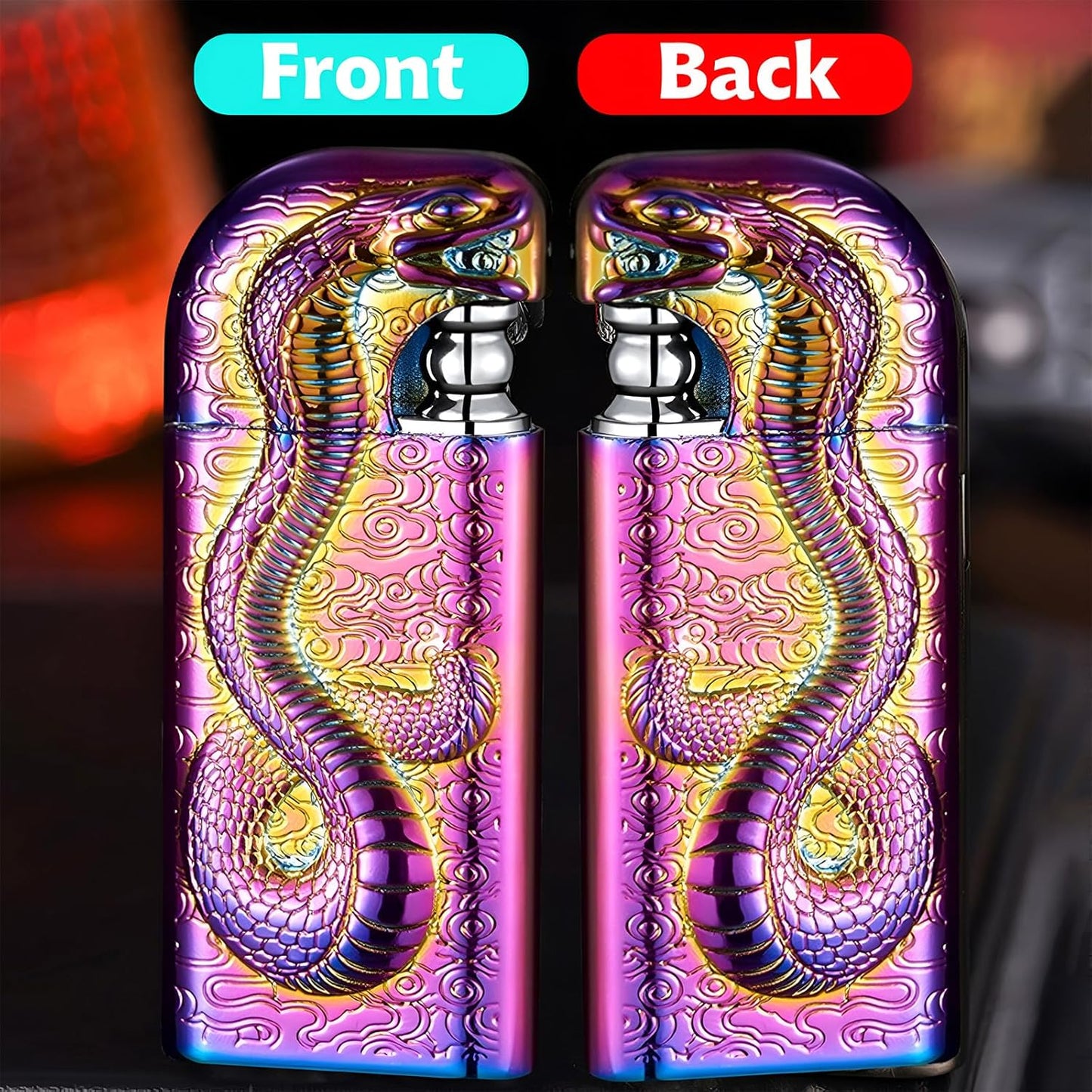 Torch Lighter, Relief Magic Snake Dual Flame Lighter with Adjustment Flame Tool, Creative Windproof Design Jet Flame Torch Lighter, Refillable Butane Lighter Gift Lighters for Outdoor Indoor