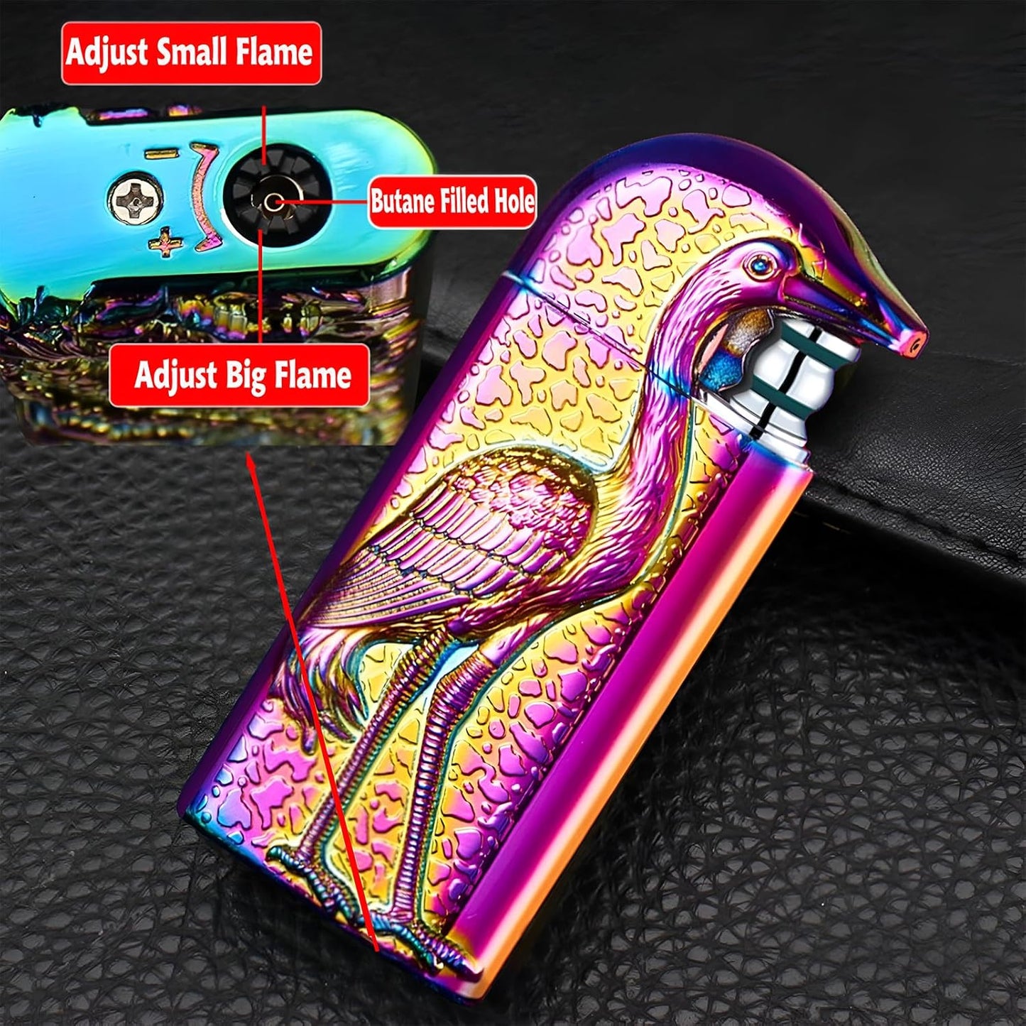 Torch Lighter, Relief Magic Snake Dual Flame Lighter with Adjustment Flame Tool, Creative Windproof Design Jet Flame Torch Lighter, Refillable Butane Lighter Gift Lighters for Outdoor Indoor