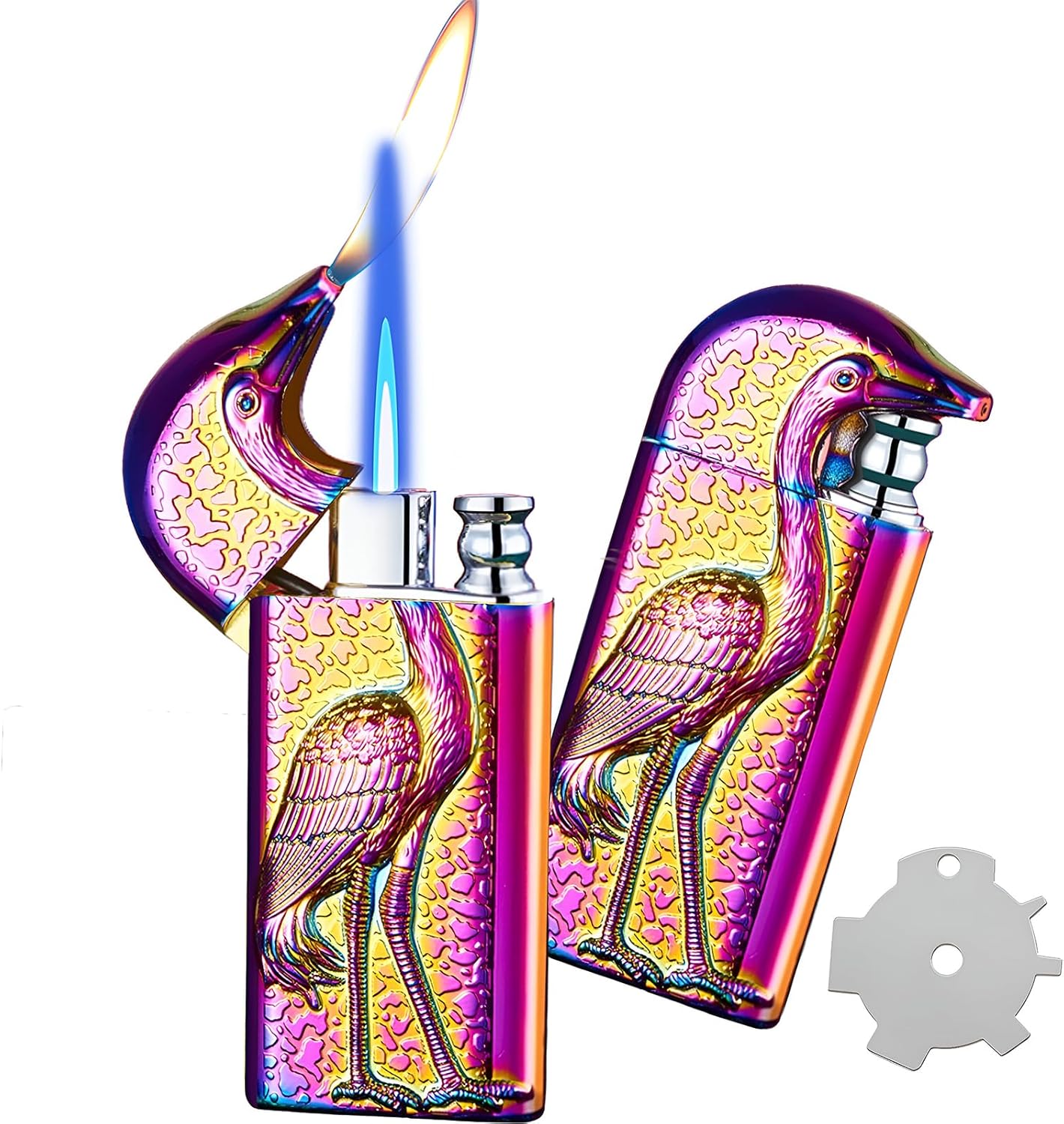 Torch Lighter, Relief Magic Snake Dual Flame Lighter with Adjustment Flame Tool, Creative Windproof Design Jet Flame Torch Lighter, Refillable Butane Lighter Gift Lighters for Outdoor Indoor