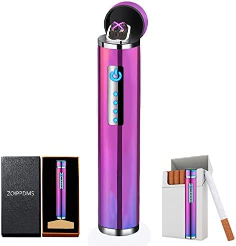 Electronic Lighter, USB Rechargeable Lighter, Mini Cylindrical Strip Flameless Windproof Electric Lighter, Upgrade Smart Fingerprint Ignition Lighter for Indoor Outdoor Cigarette Lighter (Color ice)