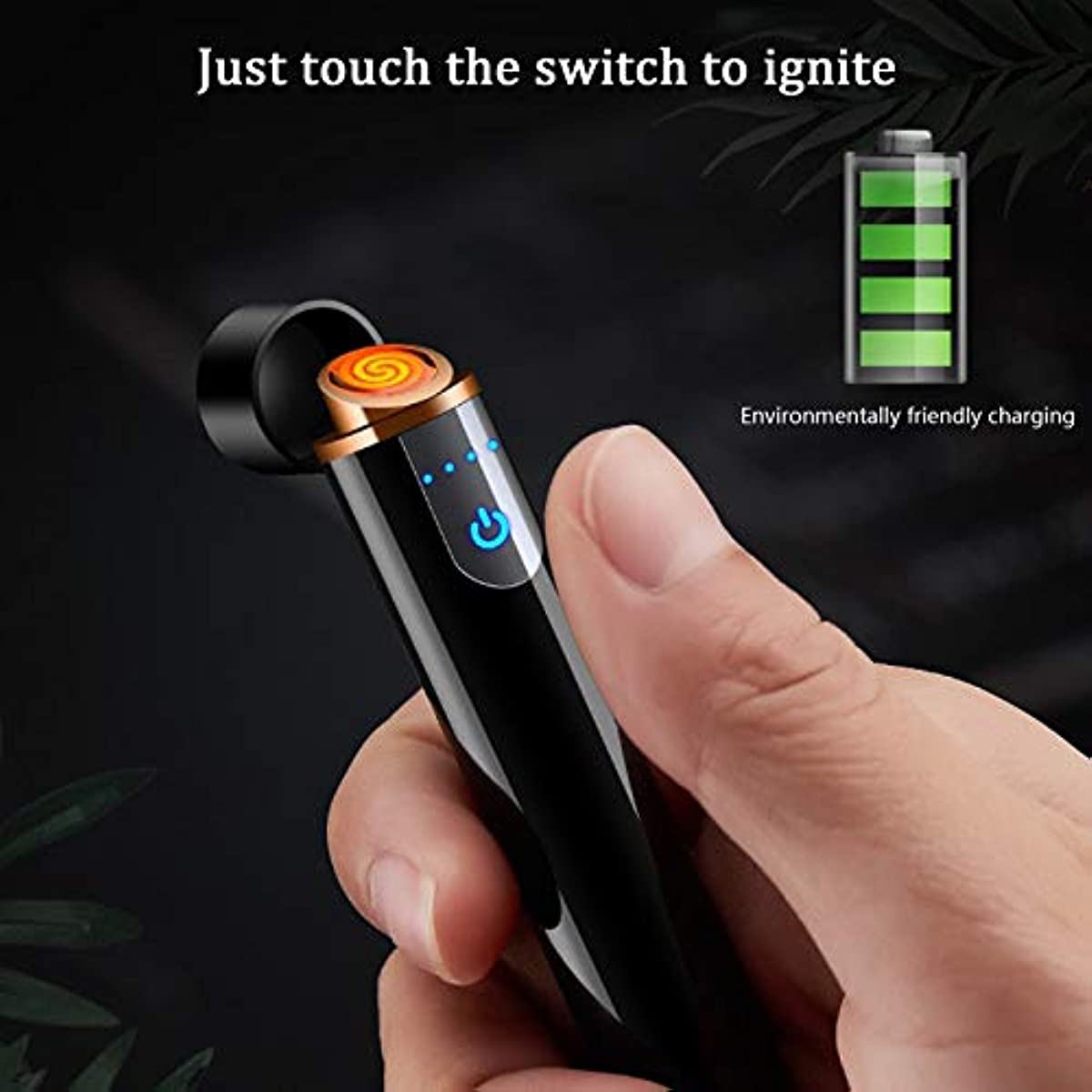 Electronic Lighter, USB Rechargeable Lighter, Mini Cylindrical Strip Flameless Windproof Electric Lighter, Upgrade Smart Fingerprint Ignition Lighter for Indoor Outdoor Cigarette Lighter (Color ice)