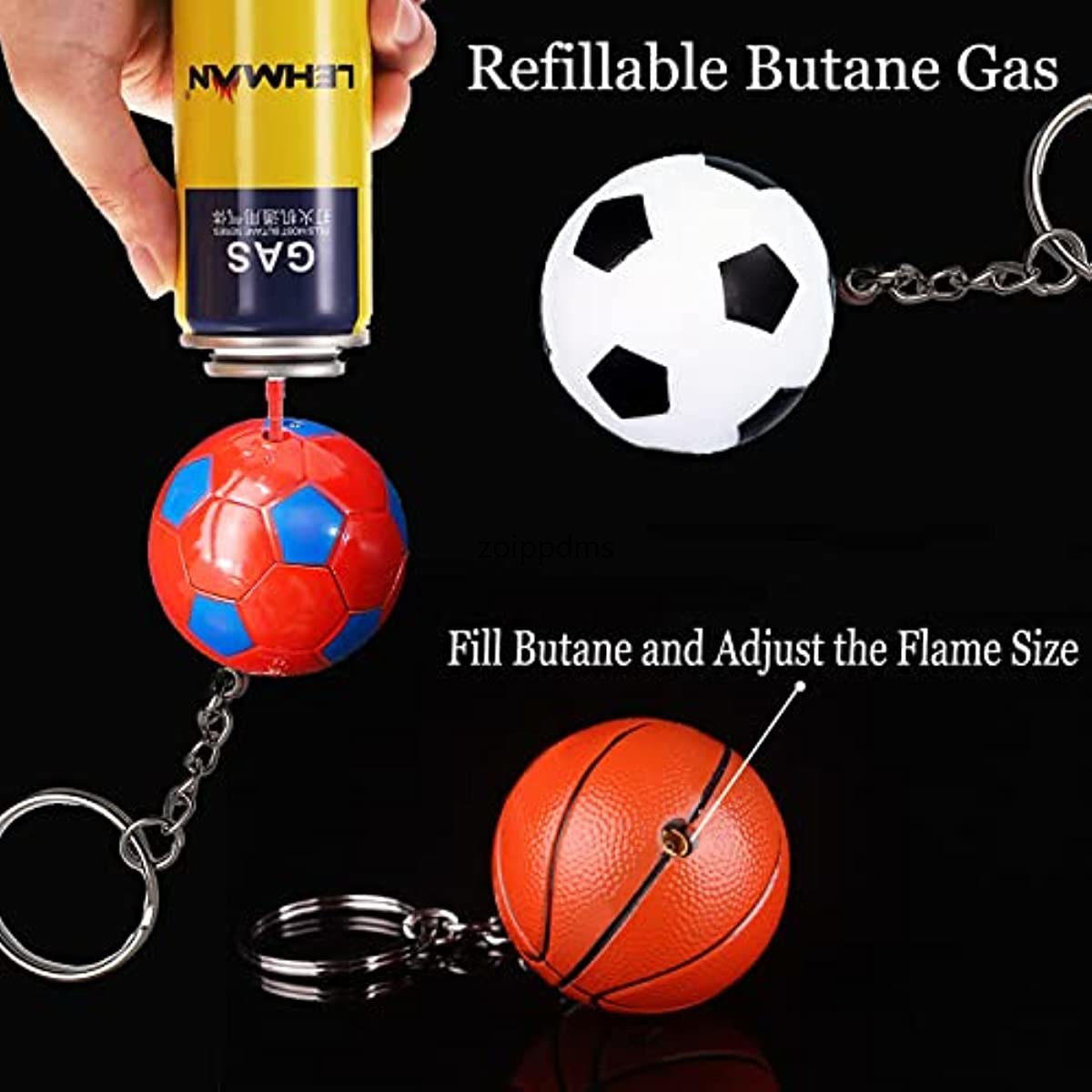 Torch Lighter, Creative Basketball Design Butane Lighter, Windproof Butane Gas Lighter, Cool Adjustable Soft Flame Lighter, Funny Refillable Butane Lighter for Outdoor Indoor(Without Butane)