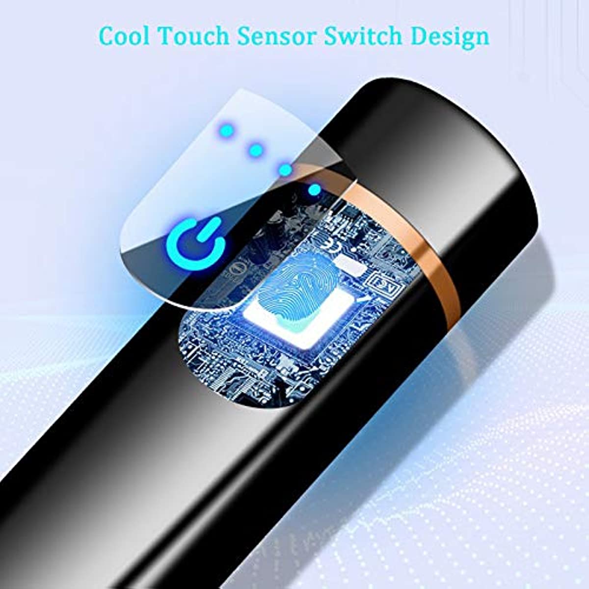 Electronic Lighter, USB Rechargeable Lighter, Mini Cylindrical Strip Flameless Windproof Electric Lighter, Upgrade Smart Fingerprint Ignition Lighter for Indoor Outdoor Cigarette Lighter (Color ice)