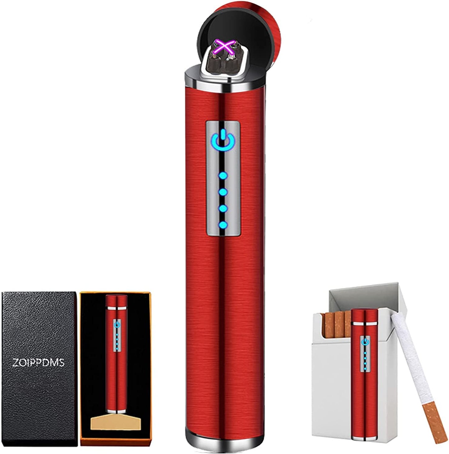 Electronic Lighter, USB Rechargeable Lighter, Mini Cylindrical Strip Flameless Windproof Electric Lighter, Upgrade Smart Fingerprint Ignition Lighter for Indoor Outdoor Cigarette Lighter (Color ice)