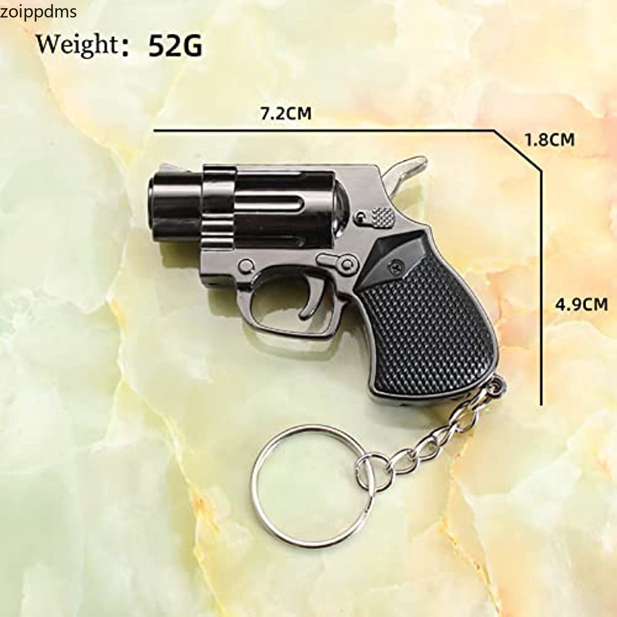 Torch Lighter, Mini Gun-Shape Design Butane Lighter, Creative Windproof Gas Lighter with Keychain, Cool Adjustable Jet Flame Lighter, Refillable Butane Lighter for Outdoor Indoor(Shiny Black)