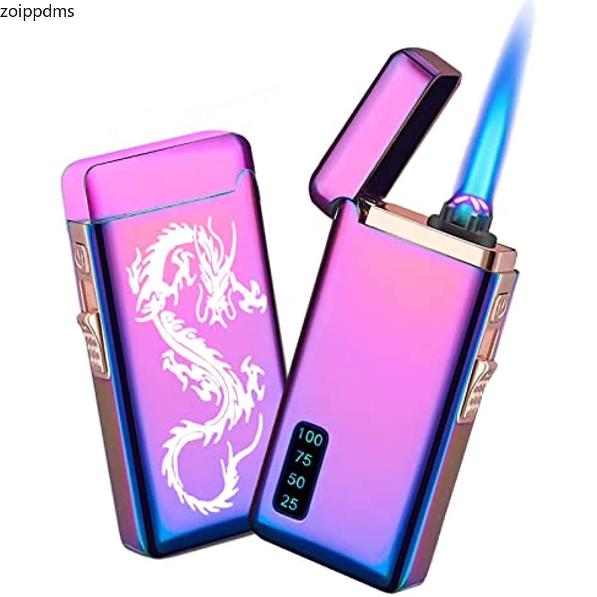 Electric Arc Lighter Jet Flame Torch Lighter 2 in 1,USB Rechargeable Lighter with Windproof Infinity Lighter Refillable Butane Cycle Charge Lighter Cool Lighter for Outdoor Indoor (Rainbow Ice)